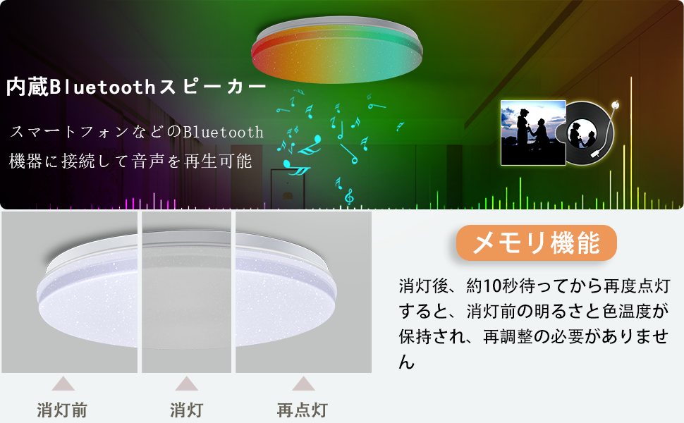 Amazon.co.jp : LEDシーリングランプ スピーカー搭載 Bluetooth