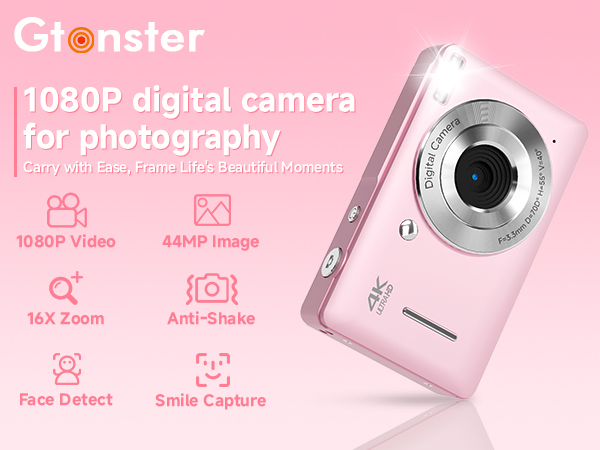 Amazon.com : Digital Camera, 44MP Compact Camera, FHD 1080P