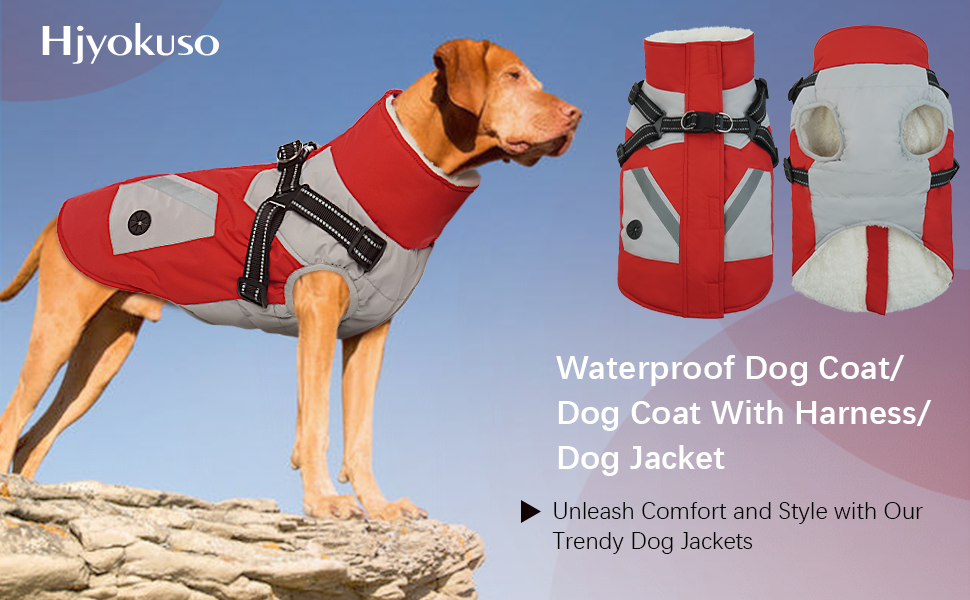 Hjyokuso Dog Coat, Soft Polar Fleece Lined Warm Dog Jacket, Dog Coats