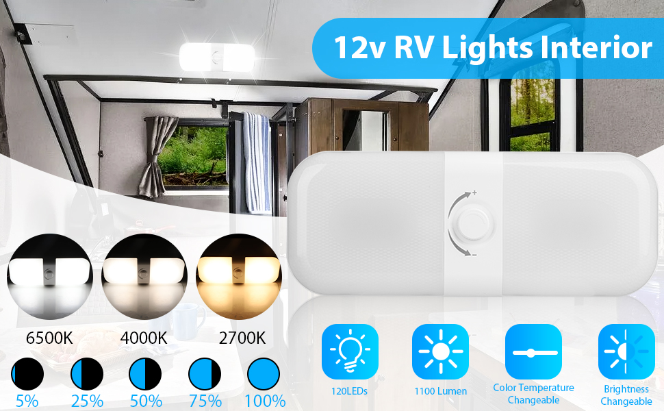 12V LED Caravan Interior Lighting, Dimmable Campervan Ceiling LED Lights with On/Off Switch Car
