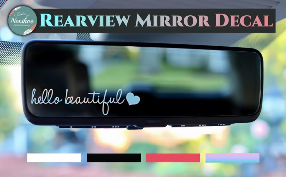 3x Hello Beautiful Rearview Mirror Decal,Vinyl Car Decals