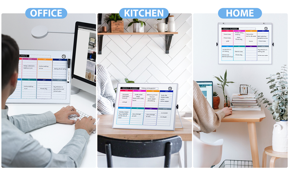 ARCOBIS Dry Erase White Board with Stand, 12" x 16" Weekly