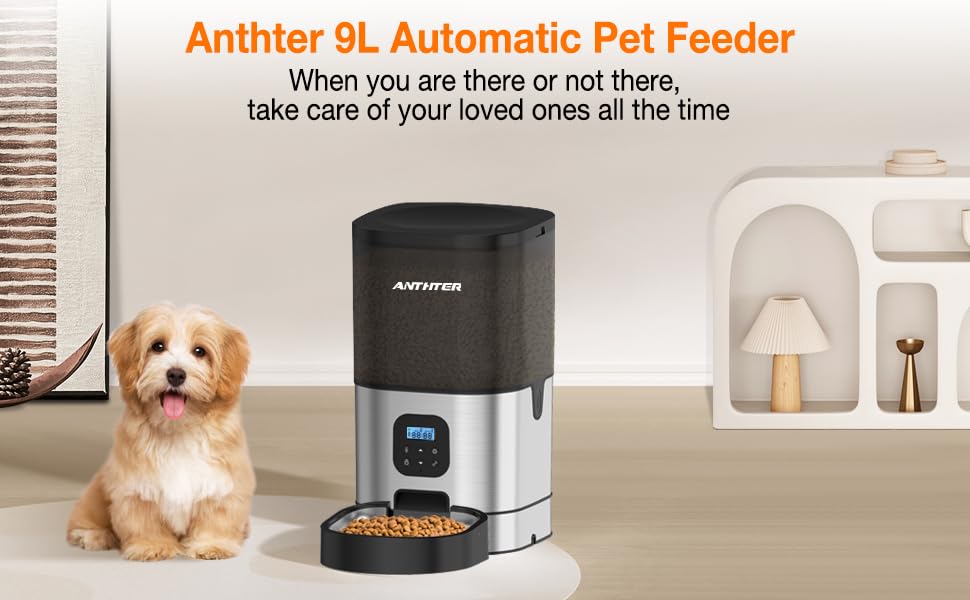 Pet Supplies Anthter Automatic Dog Feeder, 9L Large Capacity
