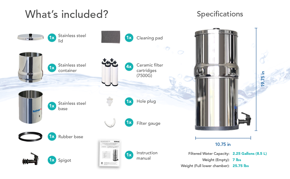 RAINFRESH Gravity Water Filtration System with Ceramic