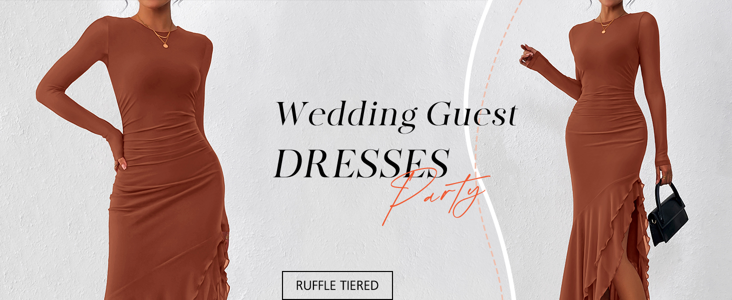 solid color maxi dress for women ruffle dresses party mother of the bride dresses for wedding guest