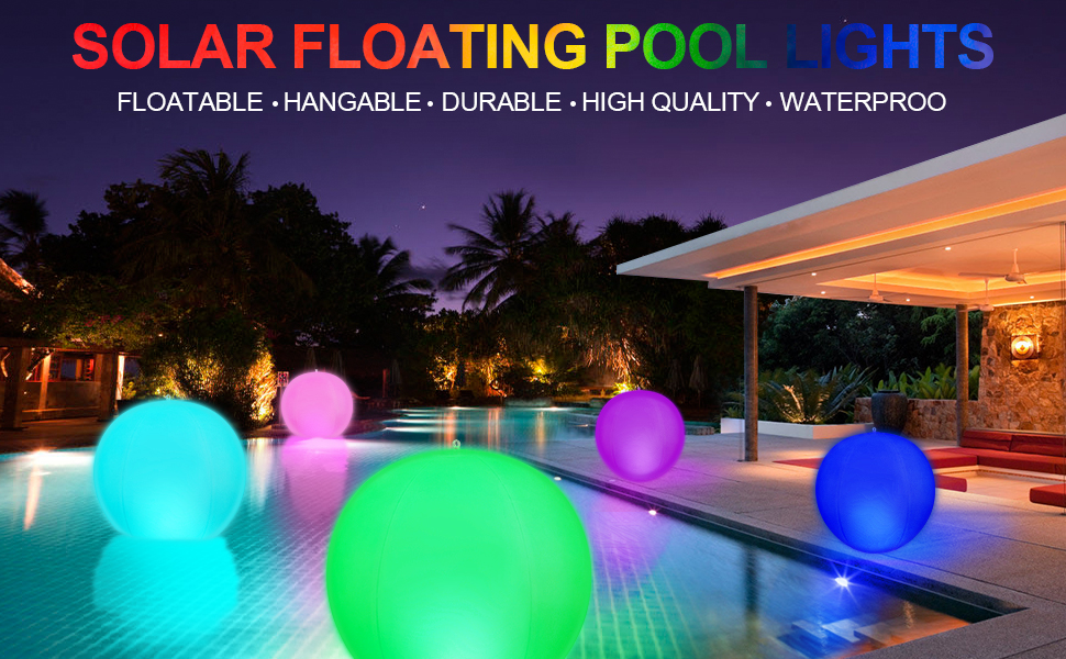Floating Pool Lights 2Pcs 14'' Solar Pool Lights for