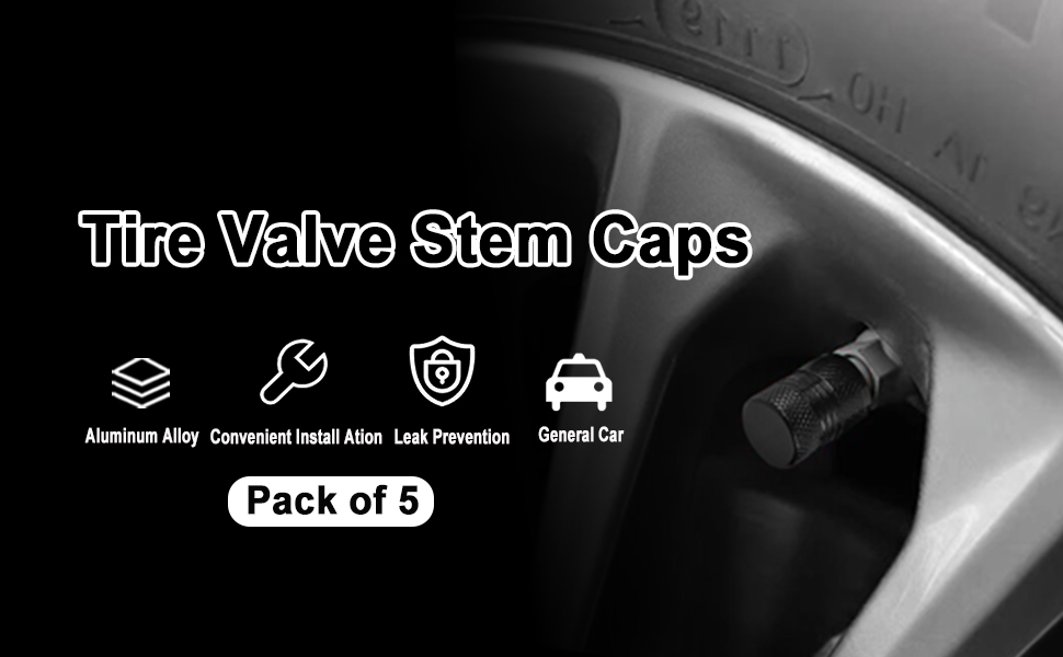 GODESON Tire Valve Caps Black,Tire caps with Plastic Liner