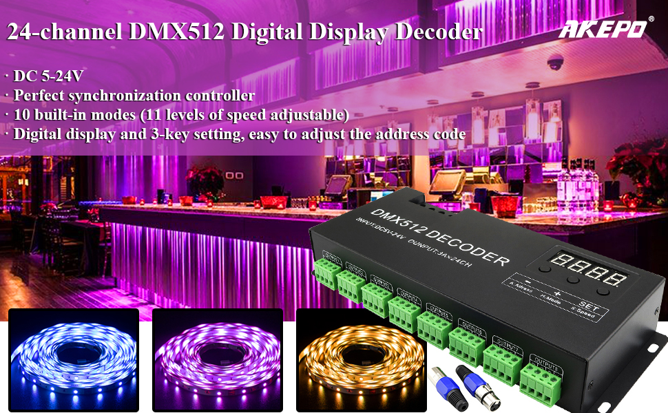 24-channel DMX512 Digital Display Decoder