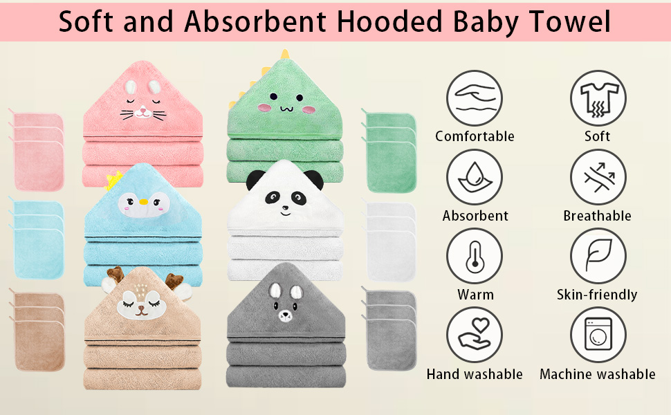 Washcloth and hooded baby towel combo