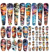 48 Sheets Temporary Tattoos for Adults - Tropical Waterproof Arm Tattoo Stickers with Hawaiian Be...