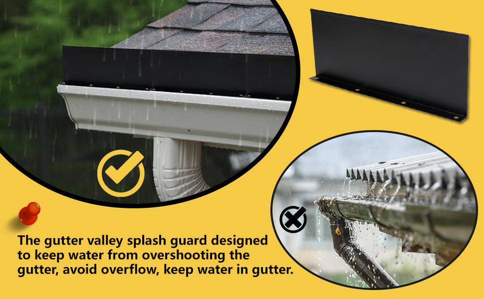 Powrocket 12 Pack Aluminum Gutter Valley Splash Guard,Keep Water from