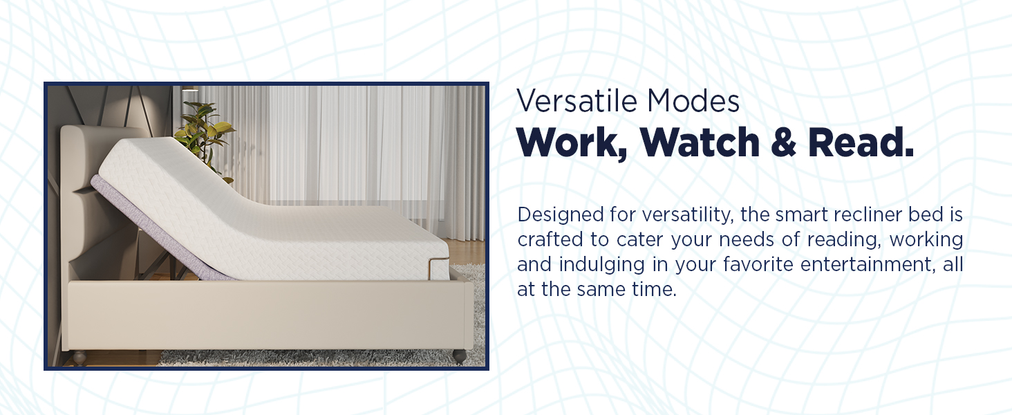 The Sleep Company Elev8 Smart Recliner Bed Bed Base with Denver Beige