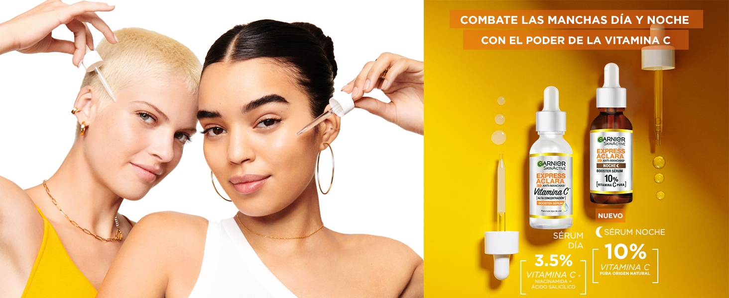 Garnier Express Aclara Combate las Manchas Vitamina C Serum Noche