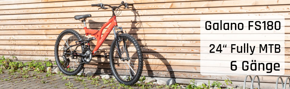 Galano FS180 24 Zoll Mountainbike Full Suspension Jugendfahrrad Fully MTB Kinder ab 8 Jahre Fahrrad