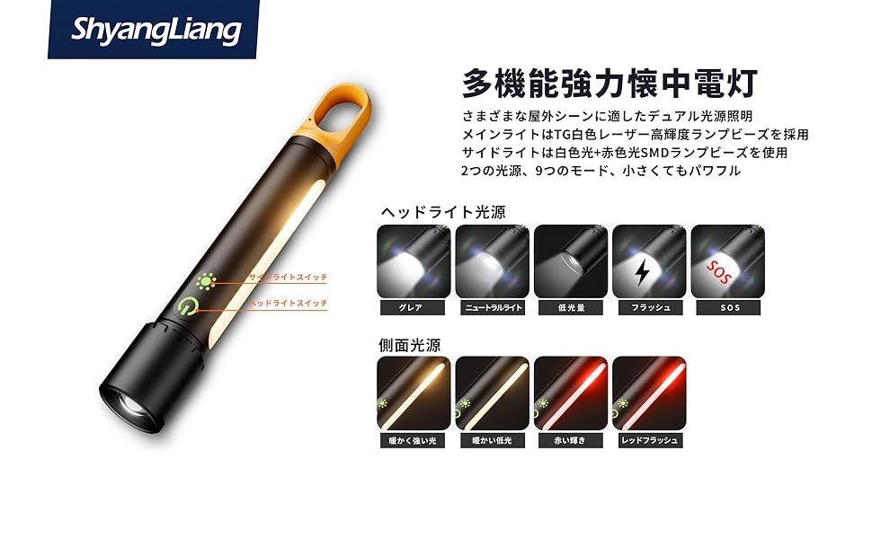 ShyangLiang LED懐中電灯 キャンプライト