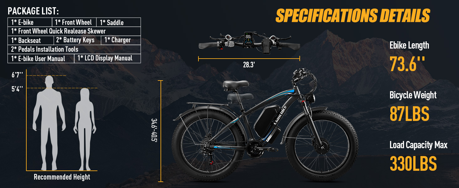 Qianchice 3000W Peak 52V Dual Motor Electric Bike for