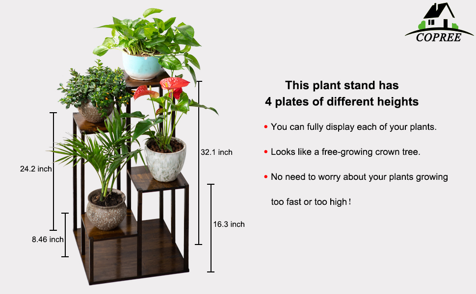 COPREE Bamboo 4 Tiers Plant Stands, Planter Pot Holder