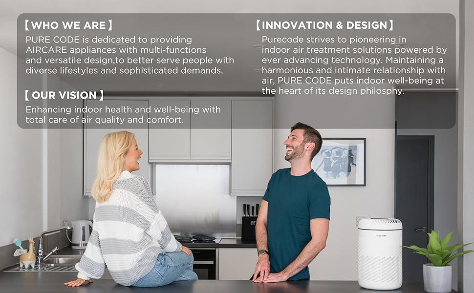 PURE CODE Air Purifier with H13 Ture HEPA Filter, High Efficiency