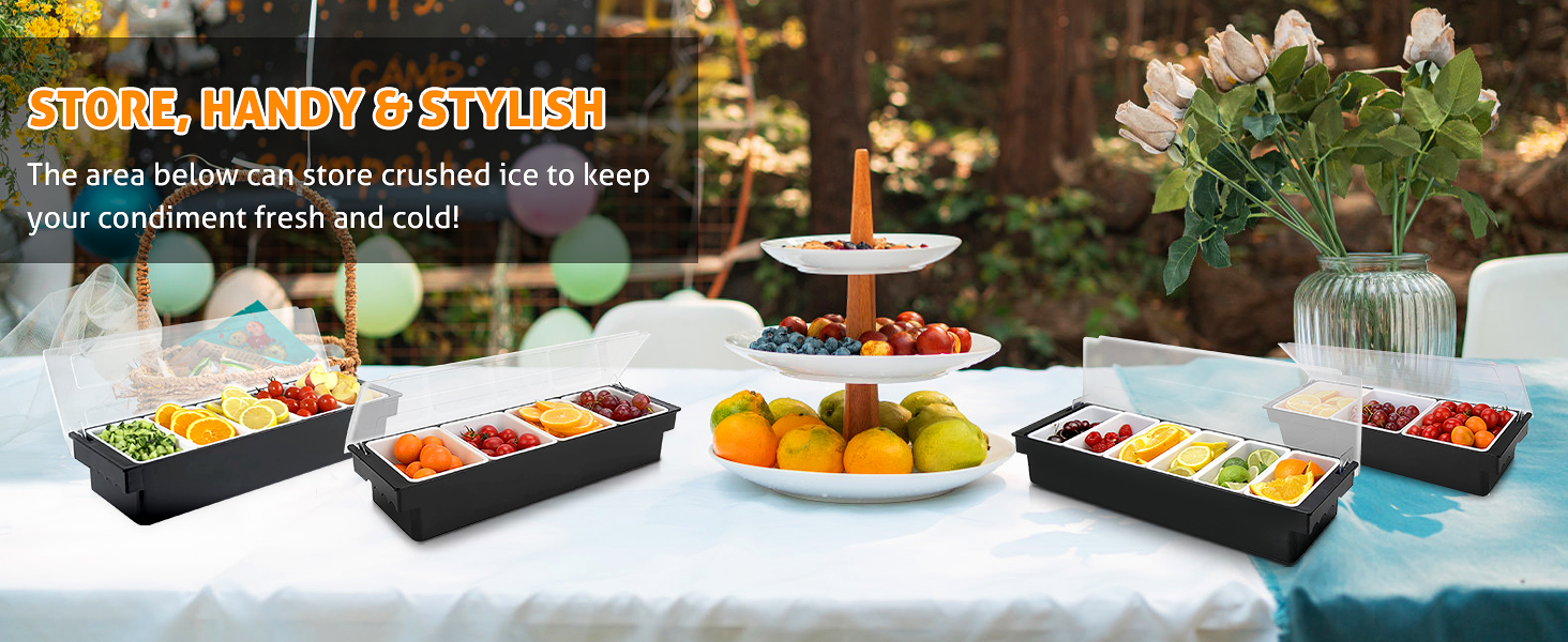 WICHEMI Fruit, Veggie & Condiment Caddy with Lid Dispenser