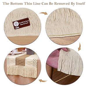 Macrame Table Runner Splicing Cotton and Burlap Table Runner