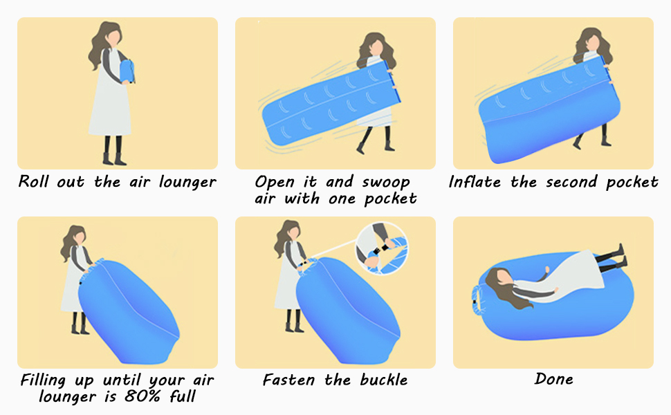 BIHEE Inflatable Lounger Portable Air Sofa Couch Chair with Carry Bag