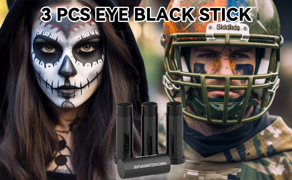 3 Color Camo Eye Black Stick ,Camouflage Face Paint