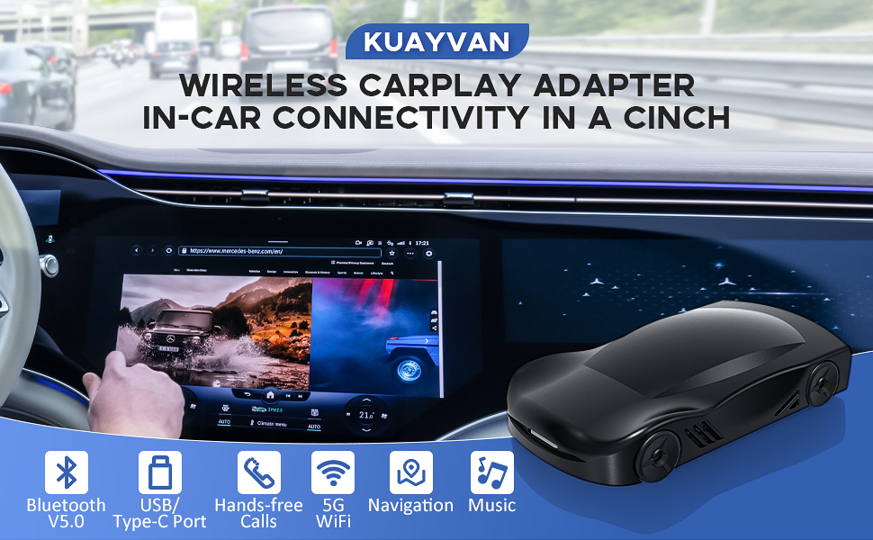Kuayvan Wireless CarPlay Adapter Magic Box with Netflix/YouTube
