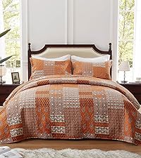 Juego de edredón naranja con diseño paisley