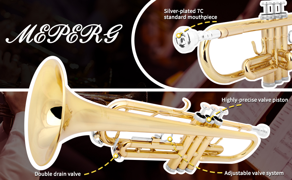 Brass Bb Trumpet, Trumpet for Beginners, Student Trumpet