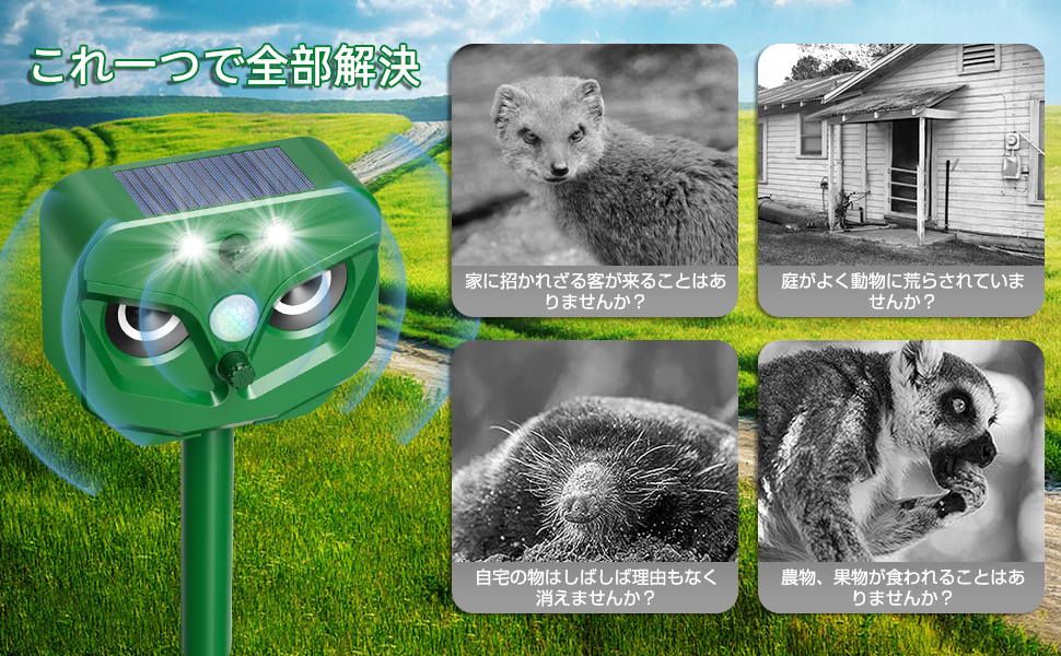 Amazon | 動物撃退器 【5つのモード＋音量調整】 害獣撃退 害獣