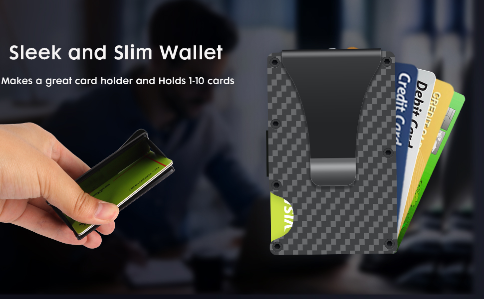 Slim Wallets for Men, Minimalist Wallet Card Wallet Men RFID Blocking Aluminum Cash Credit Card