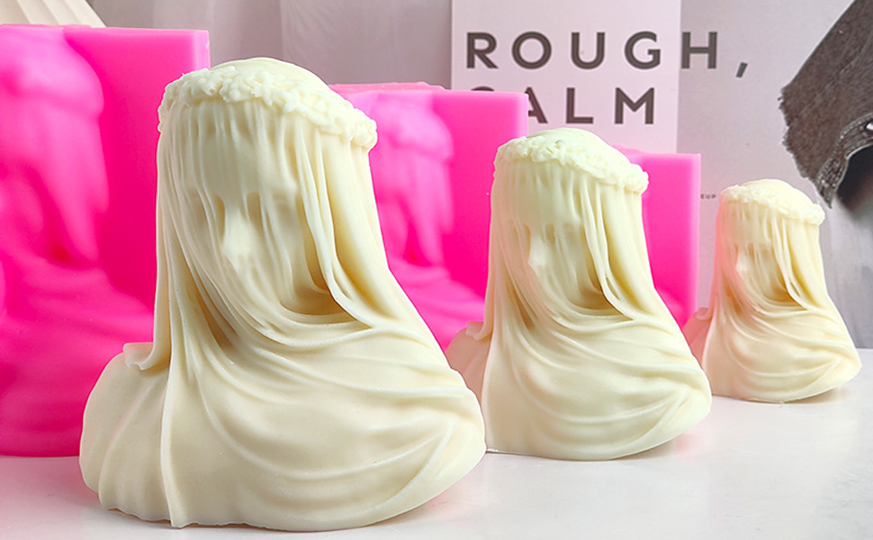 Veiled Lady Candle Mold, Silicone Veiled Female Bust Veiled Lady Bust Veiled Maiden