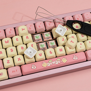 Amazon.com: GEKUCAP PBT Cute Pink Yellow Keycaps 136 Keys