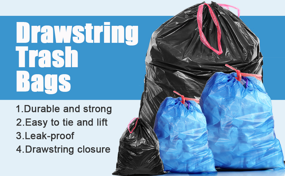 WVacFre 4Gallon Size Large Kitchen Drawstring Trash Bags