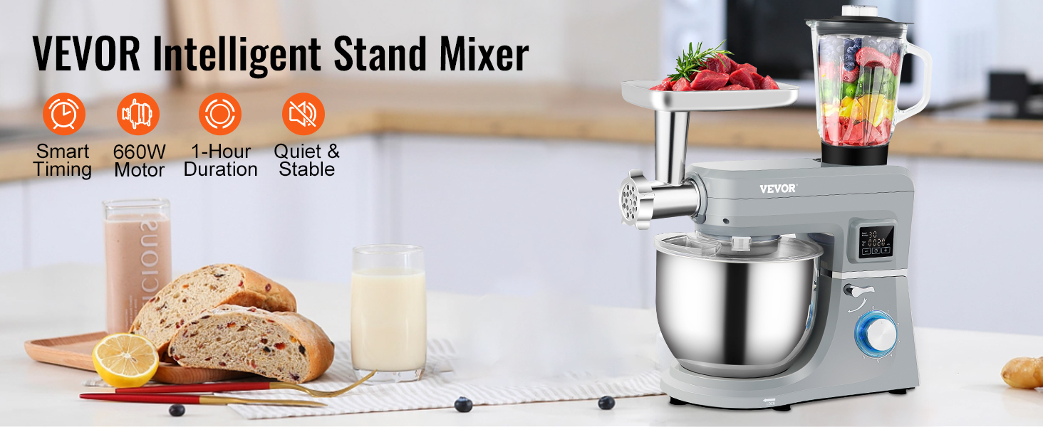VEVOR 5 IN 1 Stand Mixer, 660W TiltHead Multifunctional