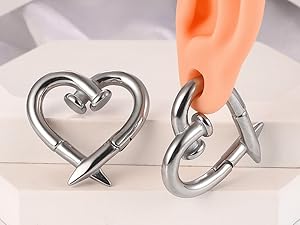 Casvort 10PCS Stainless Steel Round Mark Ear Weights Hangers For Stretched Ear Lobe Piercing Ear