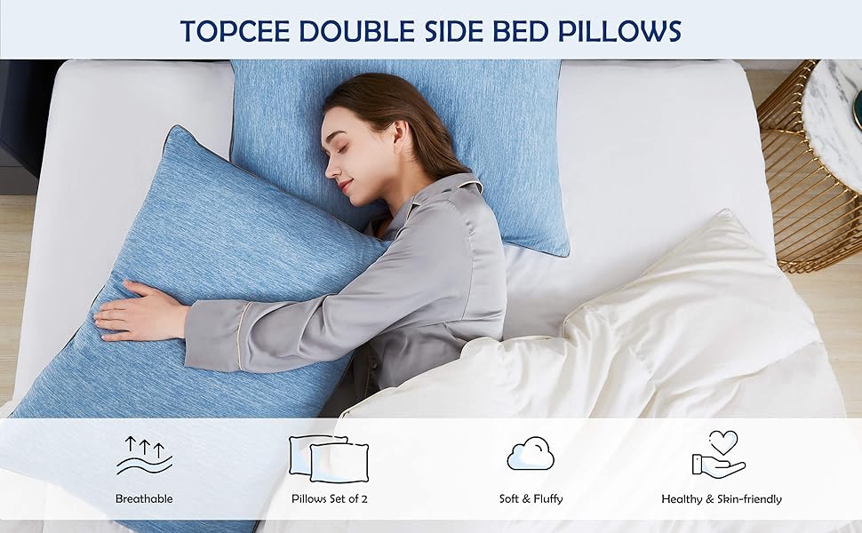 Topcee Bed Pillows for Sleeping Queen Size 2 Pack Colling