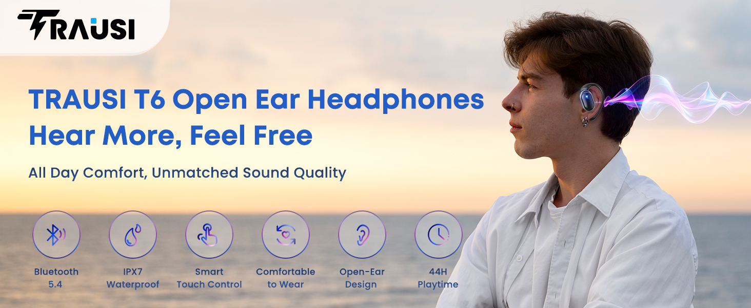TRAUSI T6 Open Ear Headphones