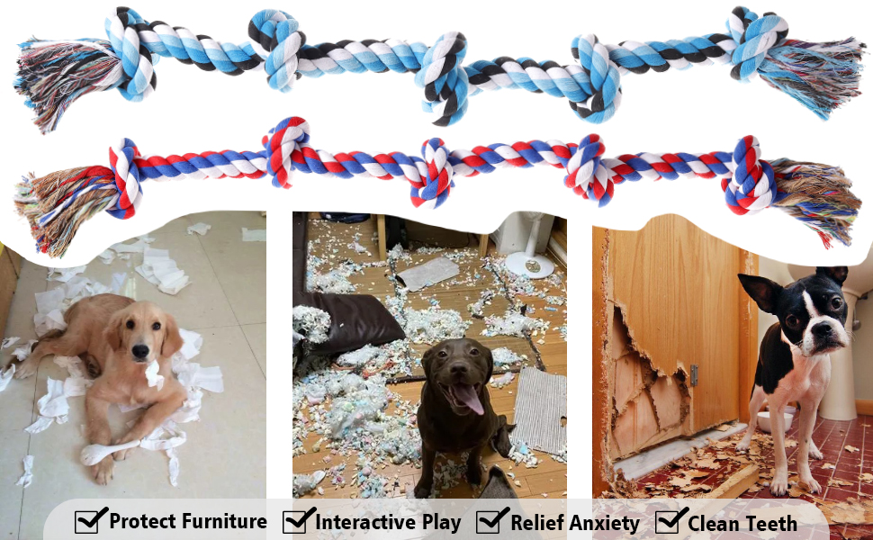 XIGOU Dog Rope Toys for Large Dogs Aggressive Chewers, Dog