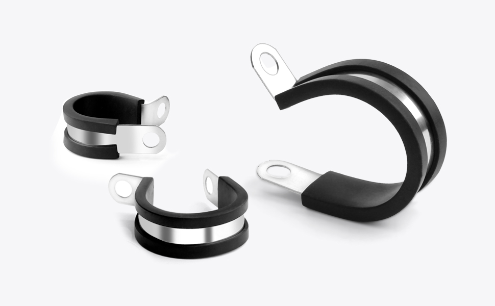 PADTON 25 Pack 1 Inch Stainless Steel Cable Clamps, Metal Pipe Clamps