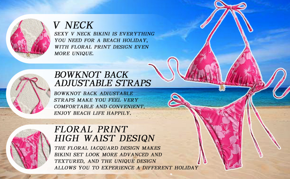Floral Print Knot Bathing Suit Bikini Set