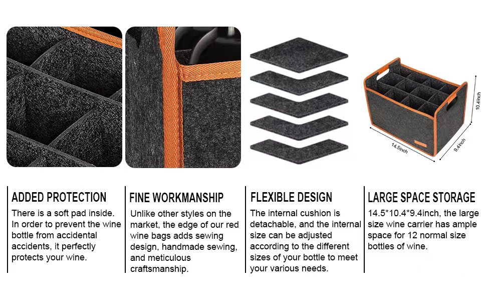 Foyego 6 Bottle Wine Tote Bag, Insulated Thermal Padded