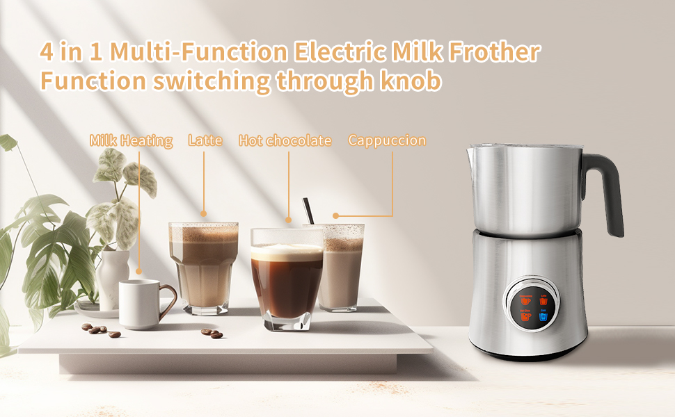 Milk Frother and Steamer 4in1 Detachable Milk Warmer