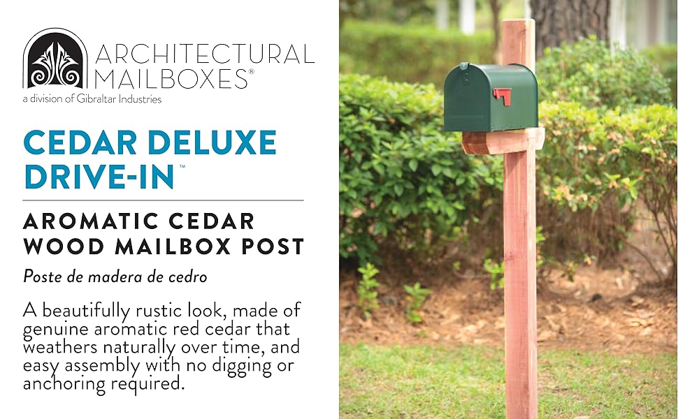 Architectural Mailboxes DPKX00AM Deluxe Drivein Post, Aromatic Cedar