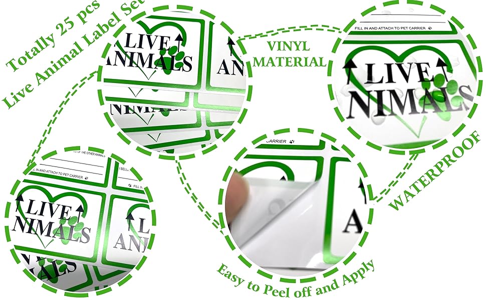 25 Pcs Live Animals Stickers with Arrow Set Live Animal