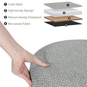 WOLTU POUF POUFF PUFF CONTENITORE BAULE SGABELLO IN TESSUTO Beige 39x33 Cm 14 1