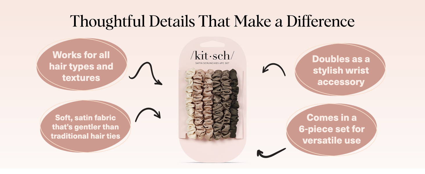 Kitsch Ultra Petite Satin Scrunchies for Women