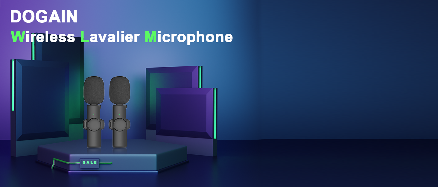 Wireless Lavalier Lapel Microphone Compatible with iPhone/iPad/Android