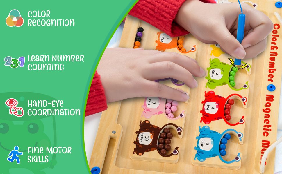 WOODMAM Color and Number Maze, Wooden Maze