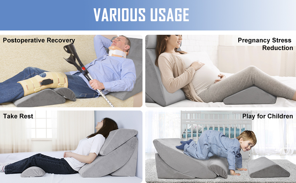 AZAMIA Bed Wedge Pillow Set, 4 PCS Orthopedic Wedge Pillow